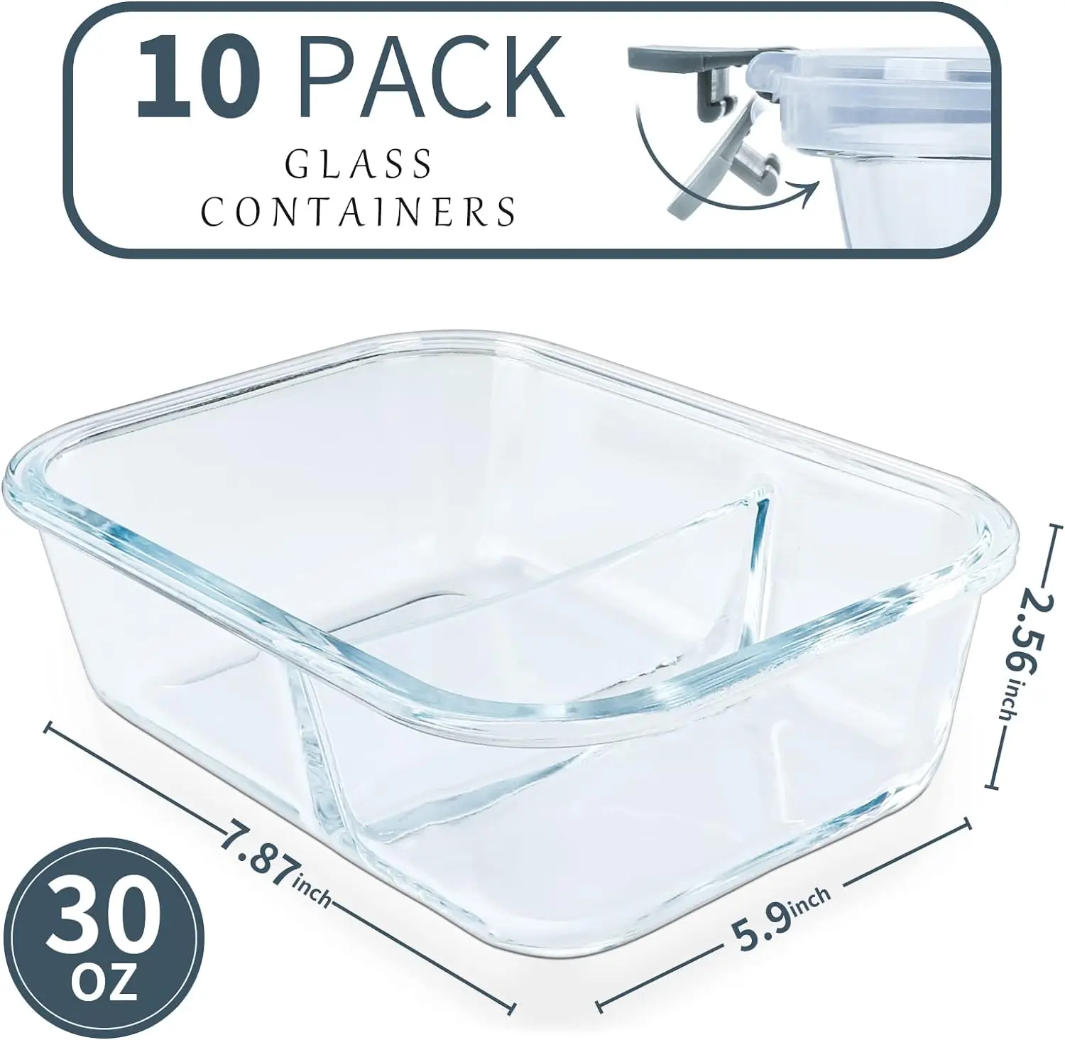 36 oz Glass Food Storage Containers, Glass Meal Prep Containers with Lids, Airtight Glass Lunch Bento Boxes
