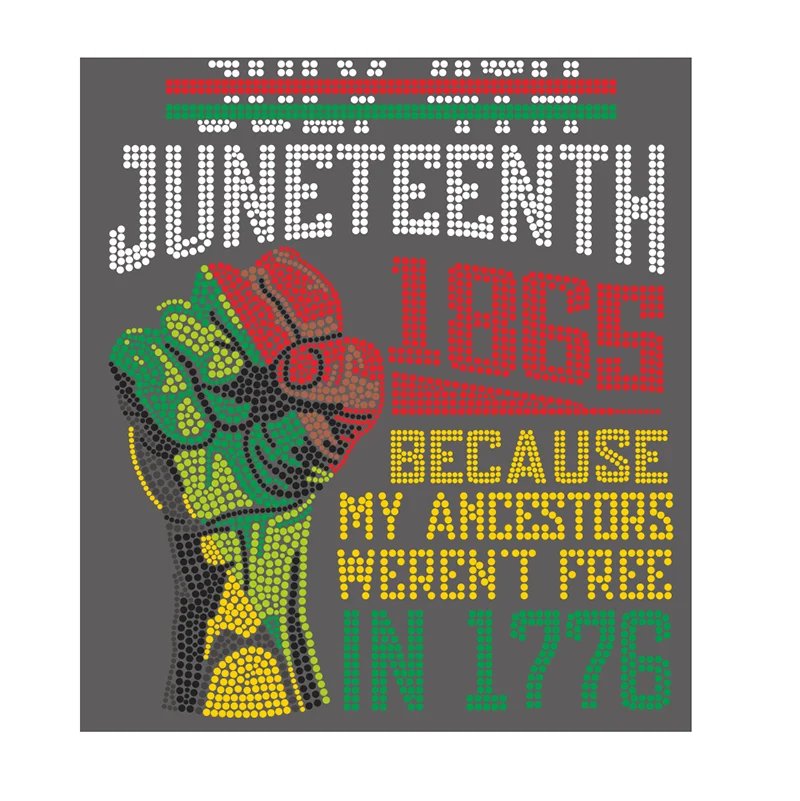 Custom Juneteenth Designs Hot Fix Rhinestone Heat Transfers Rhinestone Transfer For T-Shirt Shoe Cap