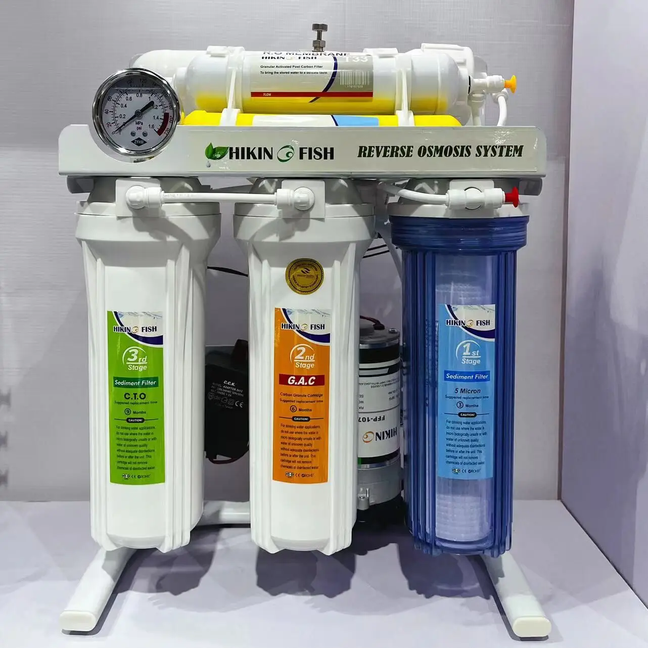 6 stages 75GPD RO water filter system with water filter cartridge