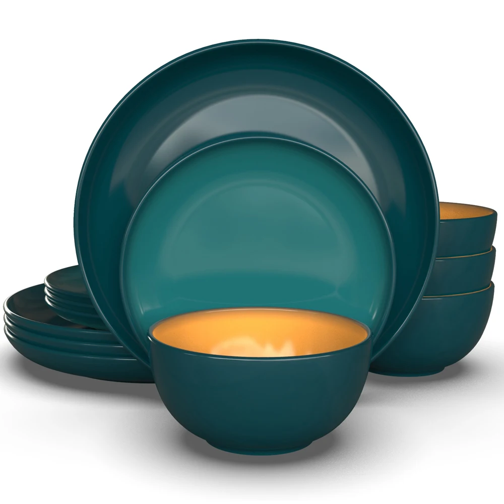 Discount Wholesale Northern Europe style blue black pink yellow orange white Ceramic melamine plate