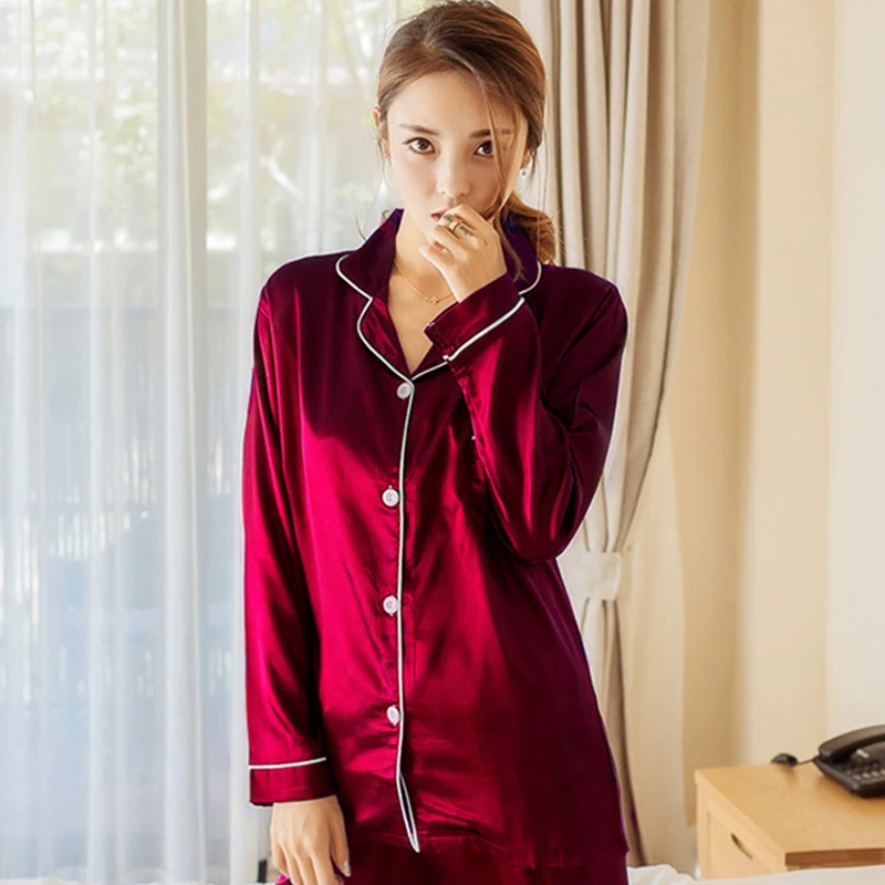 Women Silk Sleepwear High Quality Embroidery Blank Ruffle V-neck Ladies Pajamas