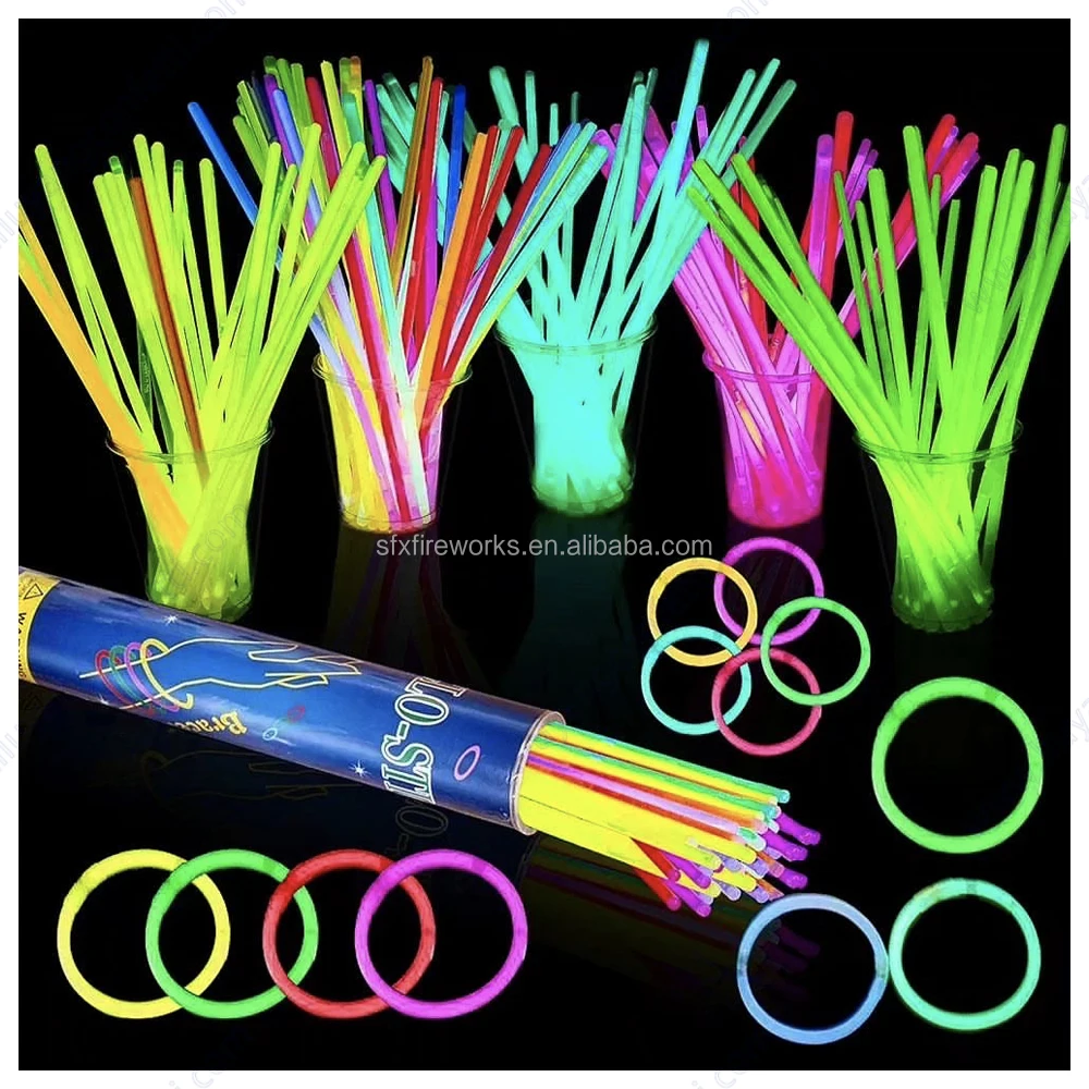 Party Supplies Led Fishing Glow in the Dark Sticks 100 Pack Glow Sticks Bulk Party Bracelets Necklace Light Stick