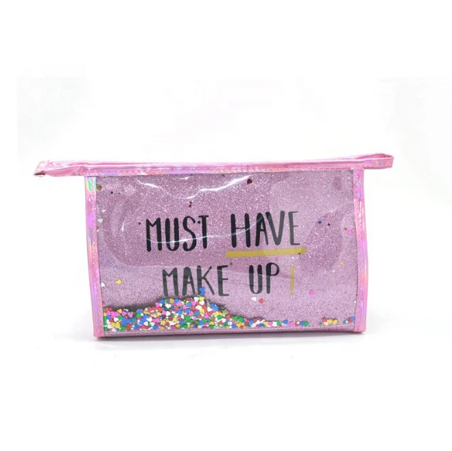 Newly lady splice glitter powder PVC cosmetic bag