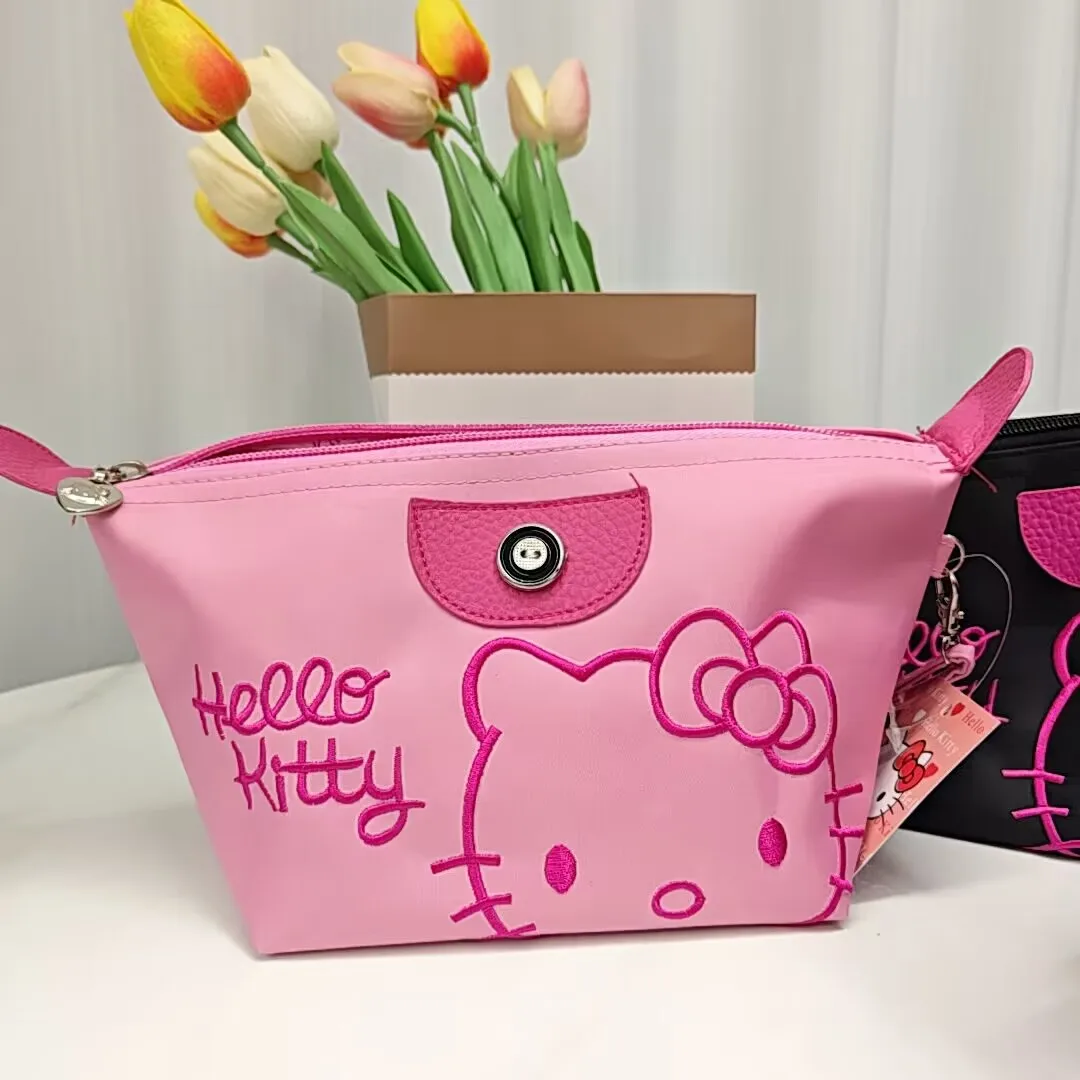 XUX Fashion Kawaii Cat Nylon Makeup Bag PU Girl Outwear Big Capacity Cosmetic Zipper 4 colors