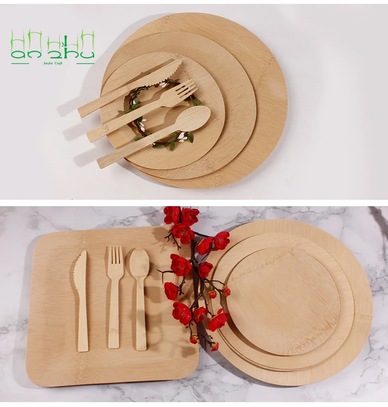 Romantic Disposable Biodegradable Areca Palm Leaf Wooden Bamboo Plate for Party