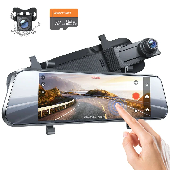 Rear View Mirror Camera Front and Rear Camera for Car 1080P Front and Rear View Dual Cameras Apeman Mirror Dash Cam
