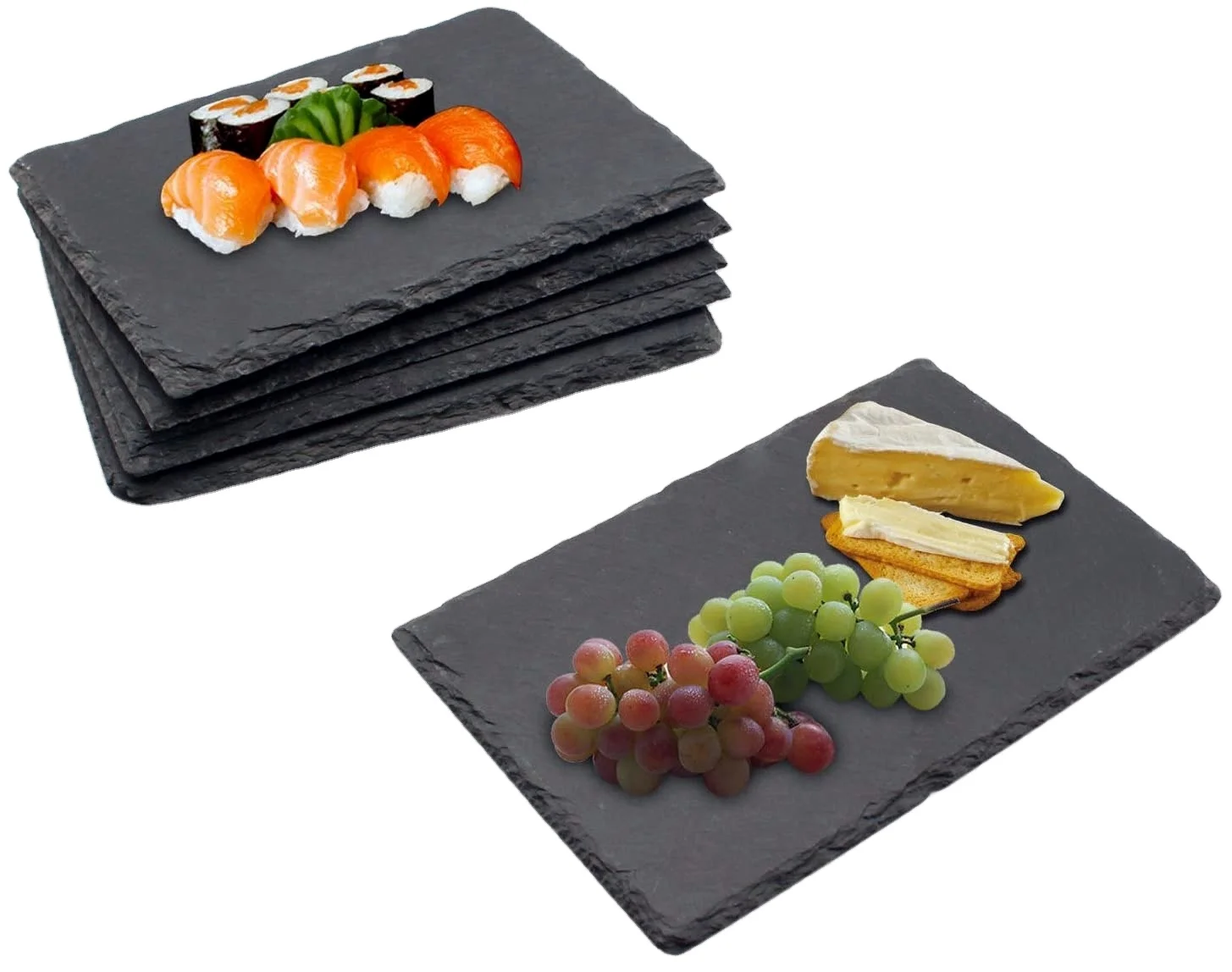 Rock plate flat meal cake dessert set plate black western food