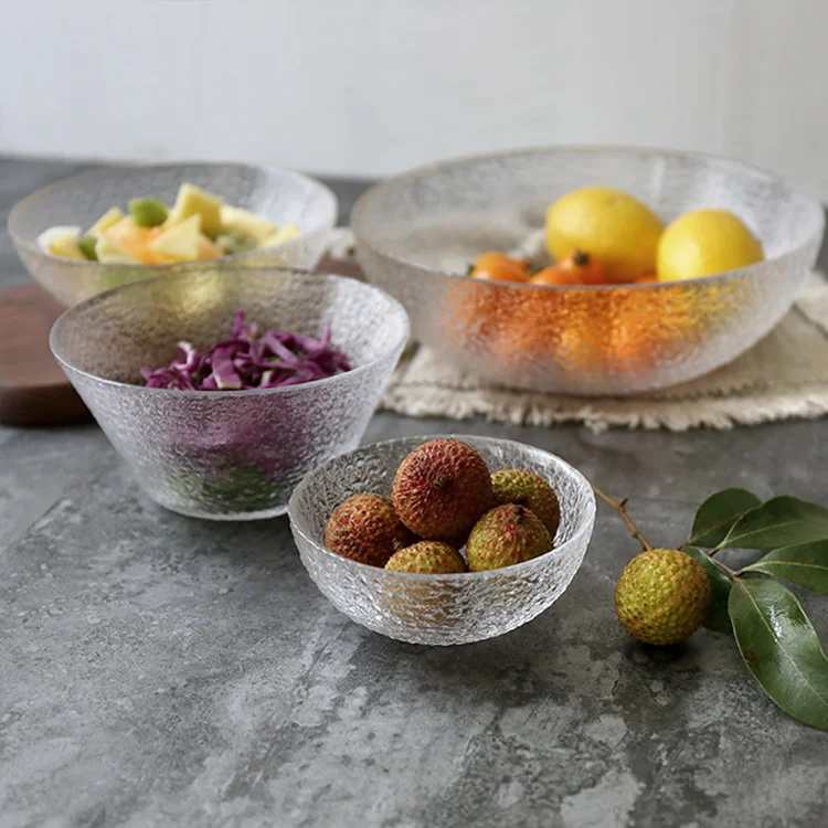 Aeofa Creative household large capacity Phnom Penh Hammered Glass Bowl Salad Bowl