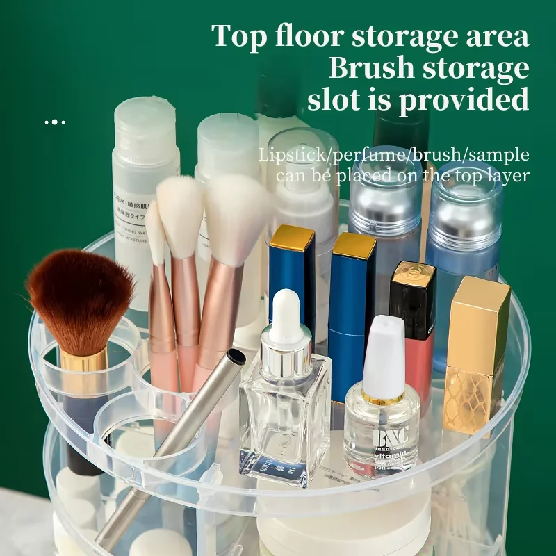 Transparent 360 Rotating Plastic Cosmetic Storage Box Desktop Tabletop Makeup Organizer Display Case Ready 5kg Jewelry Toys