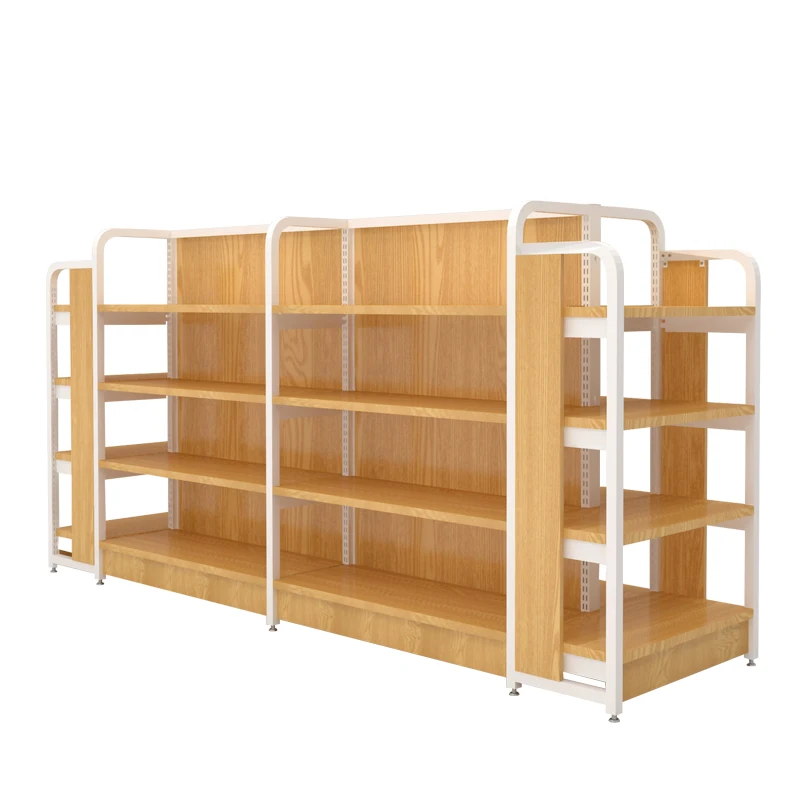 Retail Wood Grocery Store Rack Metal Display Supermarket Shelf Stand In Shop Mart