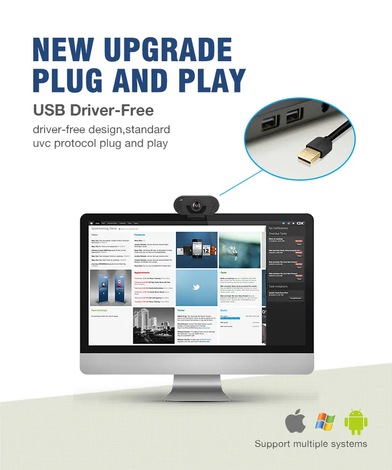  Веб-камера 1080P CMOS USB 2 0 веб-камера с микрофоном для ПК ноутбука/компьютера конференц-связи автоматической коррекцией