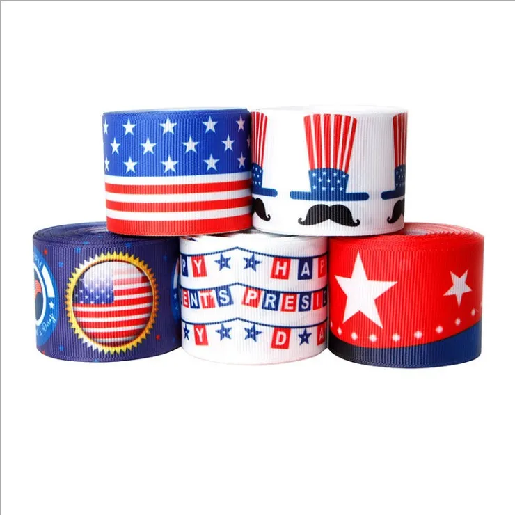 Патриотическая атласная лента, флаг США, лента на День независимости 4 июля, ленты для памятного дня