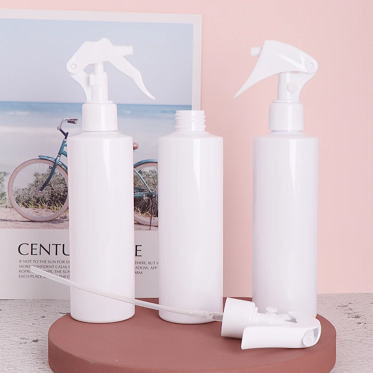 In Stock 250ml White Black Cosmetic PET Plastic Trigger Sprayer Cap Bottles