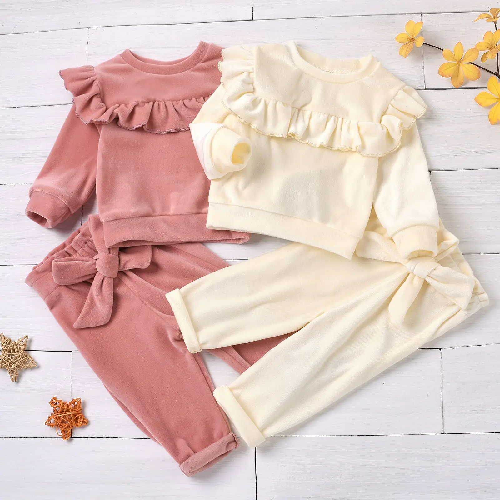 
Newborn Baby Fashion 2-pcs Outfit Set Long Sleeve Round Neck Top+ Long Pants Casual Set for Kids Boys Girls 
