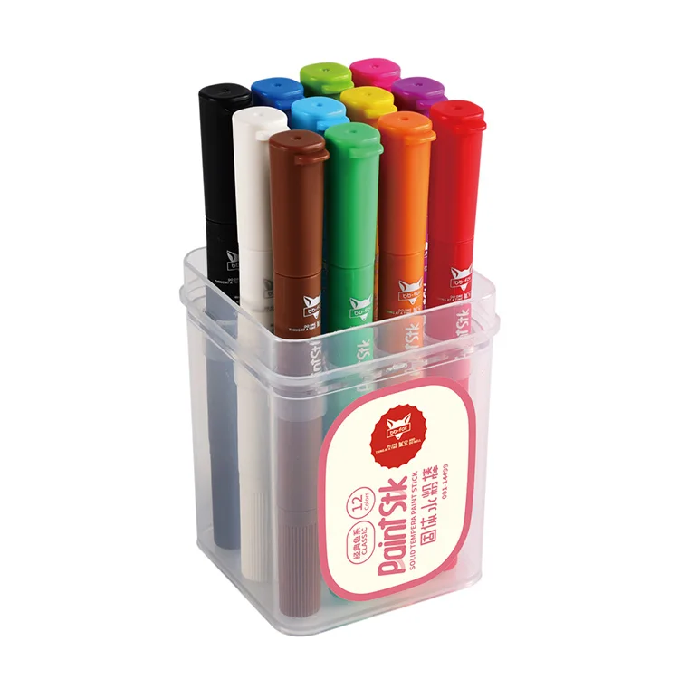 12 Colors Washable Solid Tempera Paint Pen Art Markers for Wood, Canvas, Stone, Rock, Glass Painting