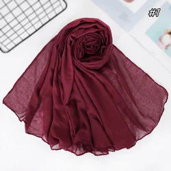 Summer Islamic Scarves Solid Color Lightweight Shawls Maxi Hijab Women Plain Cotton Scarf Hijabs