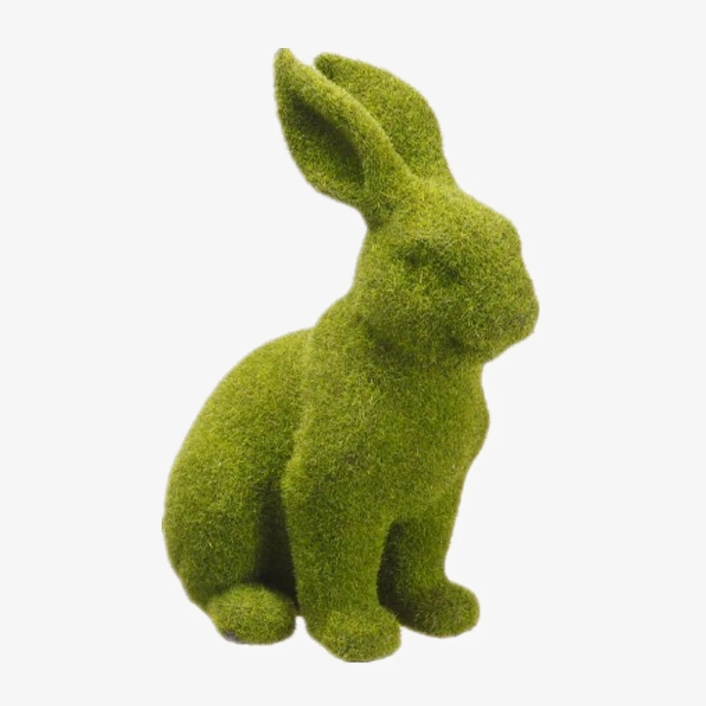 Garden Decoration Wholesales Animal Rabbit Statue Garden Green Moss Sitting Rabbit Spring Easter Bunny Figure
