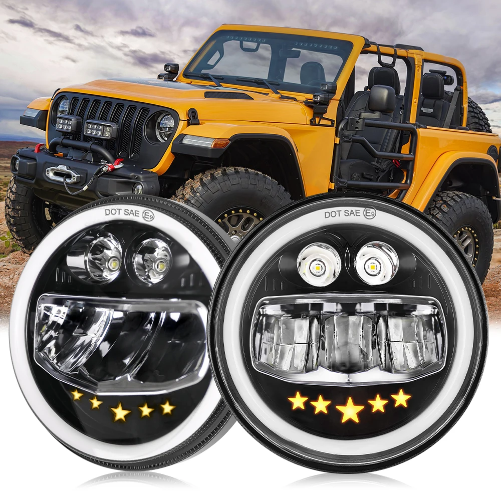 Точка Offroad круглый Замена Angel Eyes герметичные направленного света H4 7 дюймов мотора светодиодная фара головного для Jeep JK