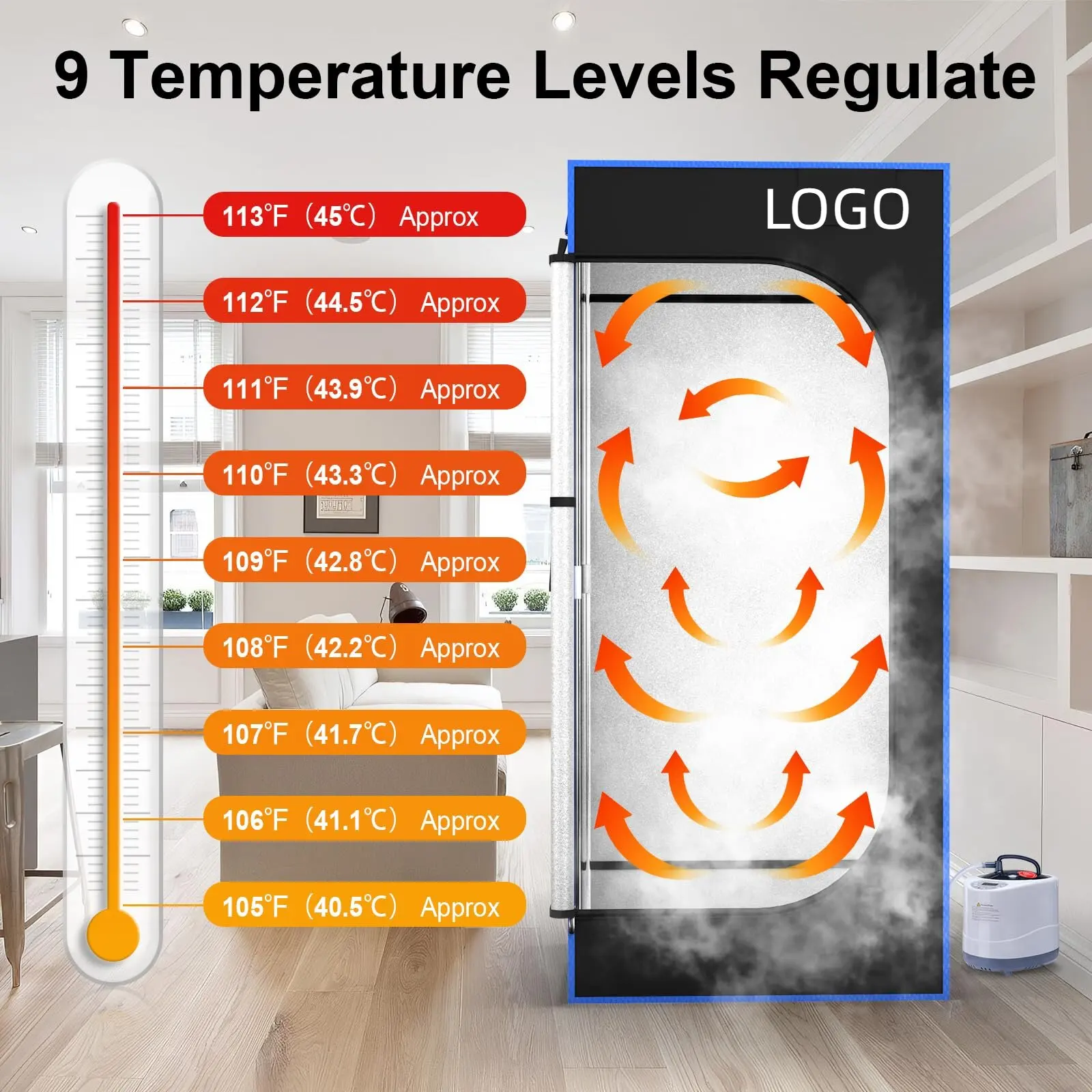 FCC Certified 3L 1200W Steam Generator with Remote Control full Size Steam Sauna Box Portable Steam Sauna