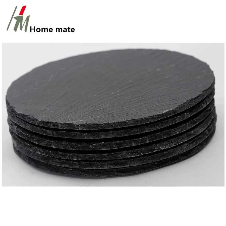 Table place D33cm round black slate serving plates cheese plate for tableware