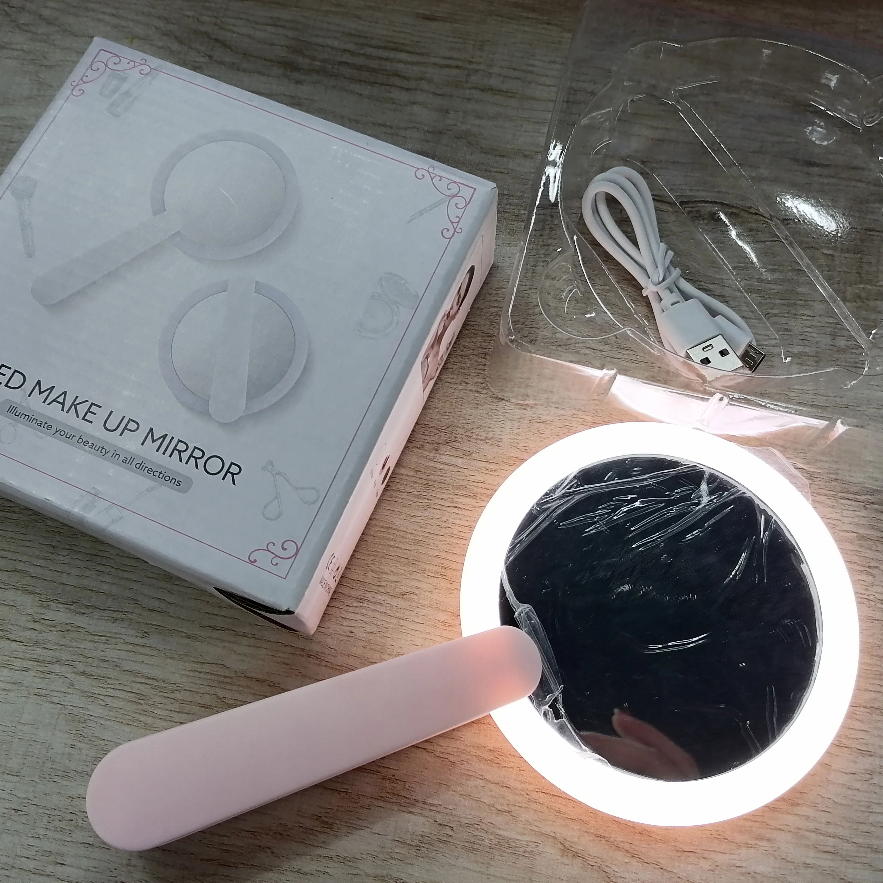 Custom Handheld Pocket Makeup Mirror Vintage Personalized Portable Mini Pink Hand Held Vanity Mirror With Logo