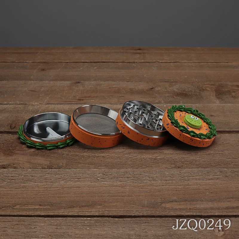 Mix Colors Painted Cake Grinder Cute Zinc Alloy smoking accessory Tobacco herb grinders with display box