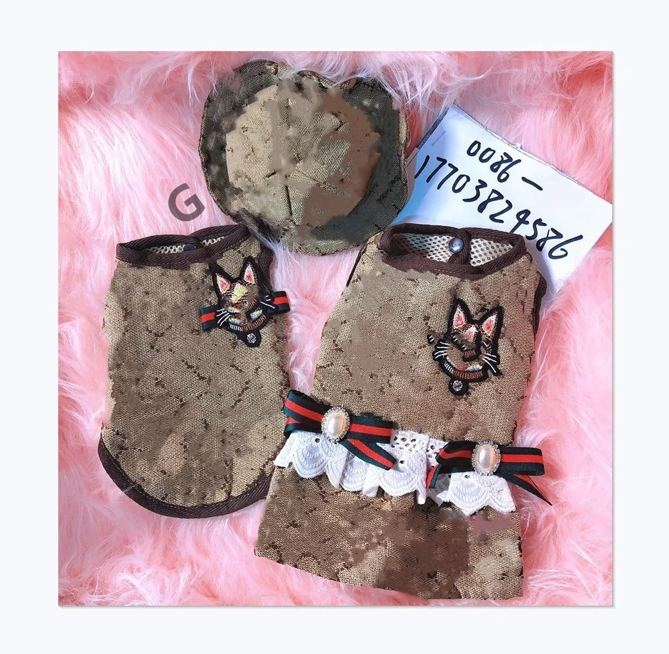 Haute Couture Letter G Design Pet Couple Wear Luxury Brand Dog Dresses and Shirts