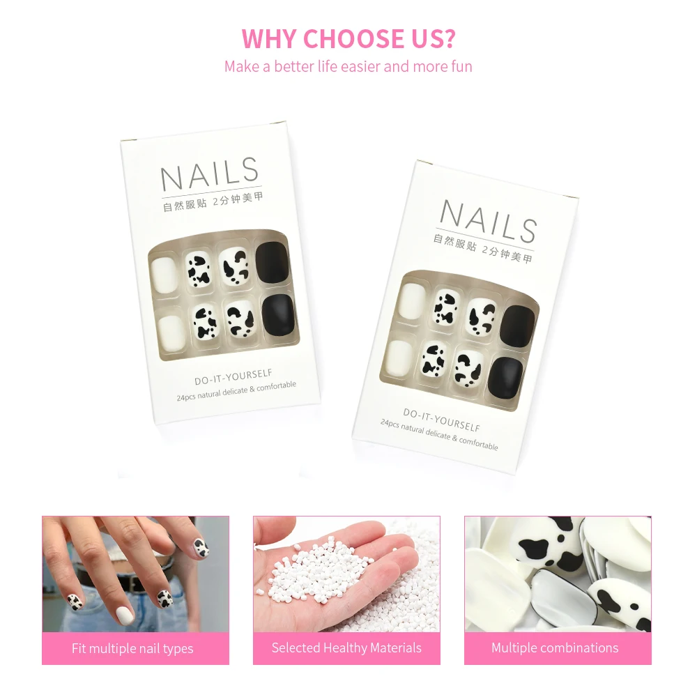 New Leopard Nails Press On French Coffin Acrylic Nails Artificial Fingernails Handmade False Gel Nail Tips for DIY