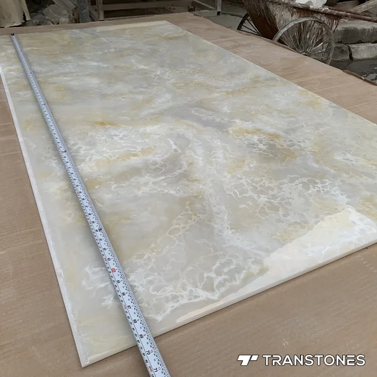 White Onyx Flexible Stone Translucent Alabaster Sheet For Onyx Bar Decorative Artificial Wall Panel 8*4ft