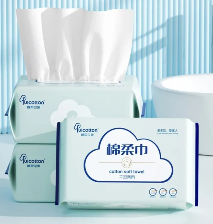 Hot Selling High Quality Disposable Facial Tissues Soft Pack Dry Wipes Soft Spunlace for Cleaning