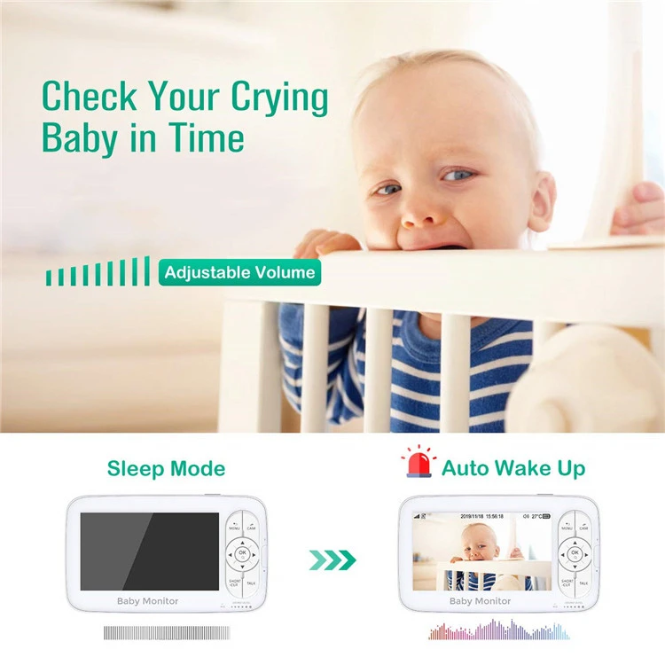Factory Hot Selling Sound Detection 5 inch HD Display Wireless Video Baby Monitor Bundled with Baby White Noise Sound Machine