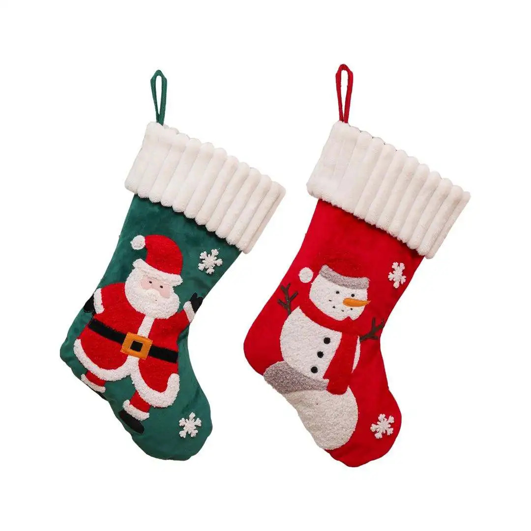 2024 New Christmas Supplies Embroidered Elderly Snowman Christmas Socks Christmas Tree fireplace decoration gift socks