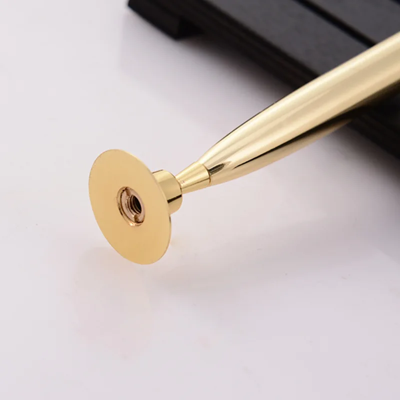 Gold bullet shape novelty funnel pen holder desk stand promotional set table fixed golden brass ball pen holder