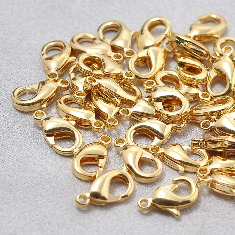 Wholesale Jewelry Findings 10mm 12mm 15mm 14K Gold Plated Stainless Steel Jewelry Lobster Claw Clasp for Jewelry Making Supplies