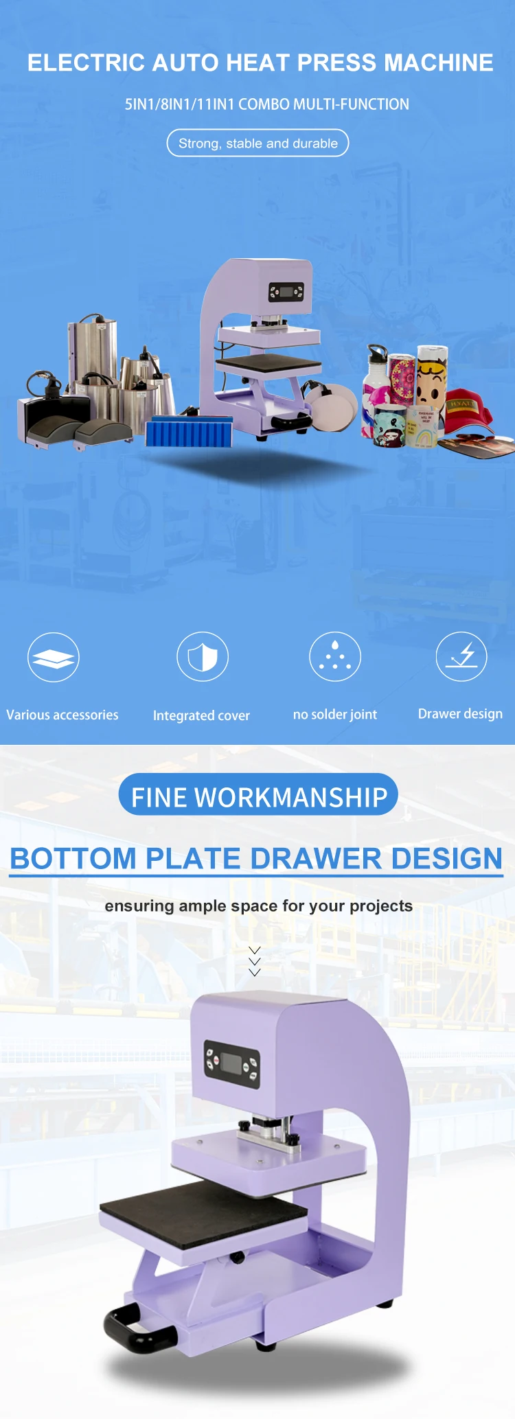 Good Quality Auto Open Hat\ Mug\Tshirt All in One 9 in 1 Combo Heat Press Machine