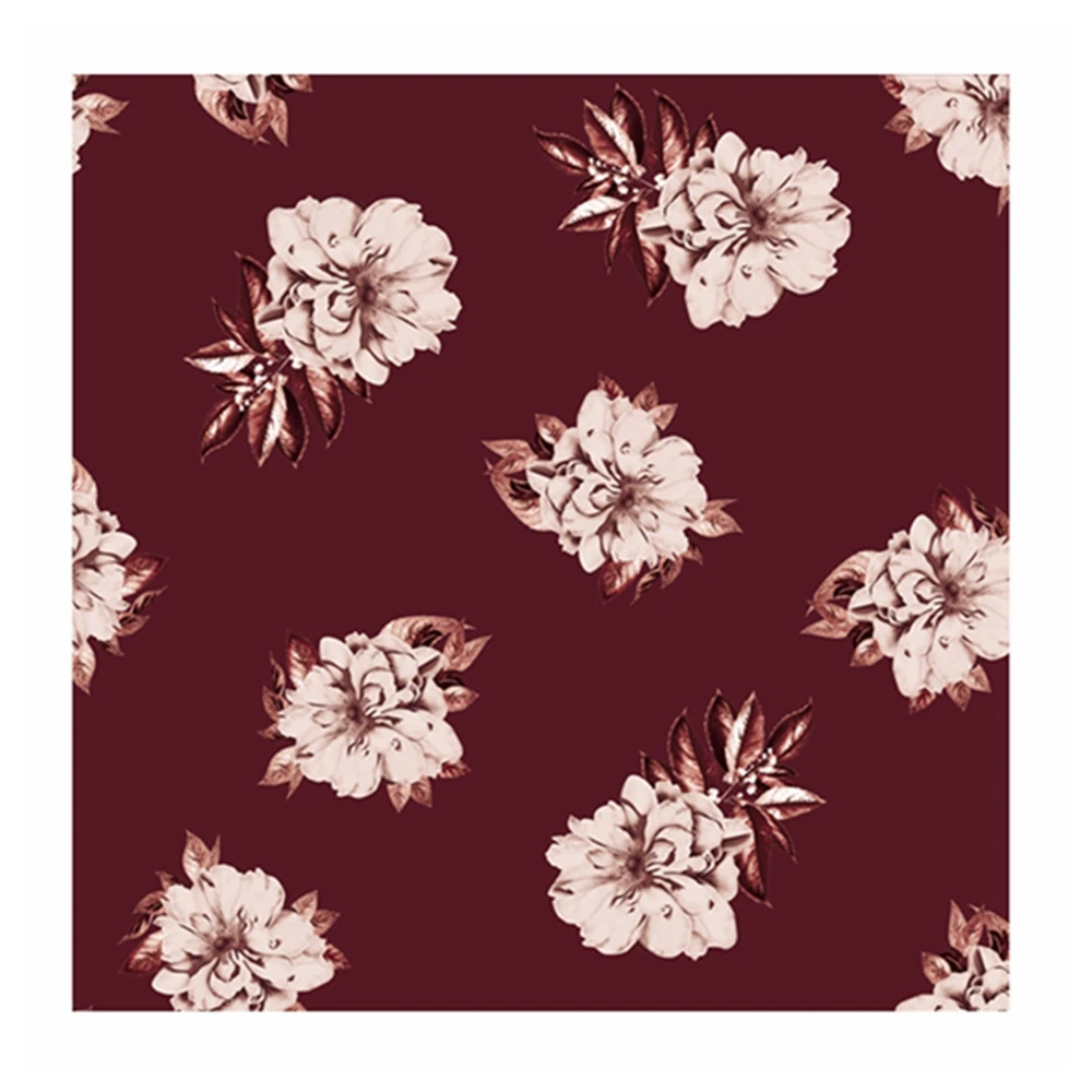 polyester soft stretch shining satin chiffon customized digital print for garment wedding dress skin-friendly rose fabric