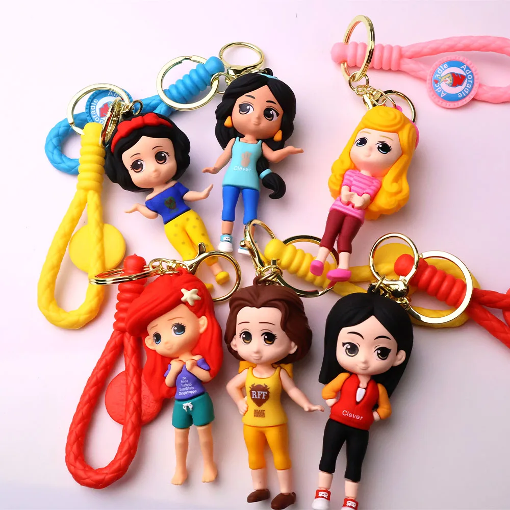 Girl Princess Keychain Cute anime keychain, Fairy tale lady purse handbag decoration bag 3D keychain