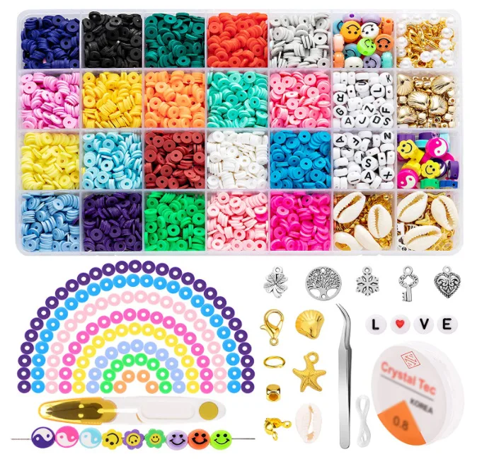 Handmade Polymer Clay Beads 6mm DIY Jewelry Making Bracelets Necklace Kit  DIY Craft Kit Polymer Clay Spacer Beads