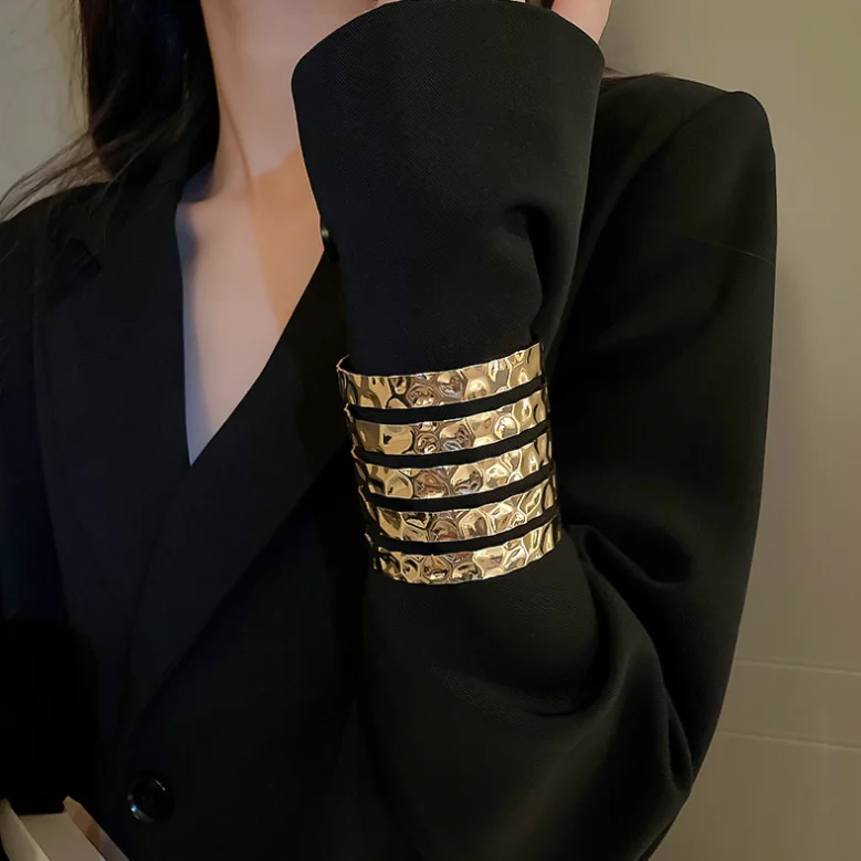 2024 Newest ZA Exaggerated Multi Layered Gold Metal Bangles for Women Personalized Trendy Party Evening Jewelry