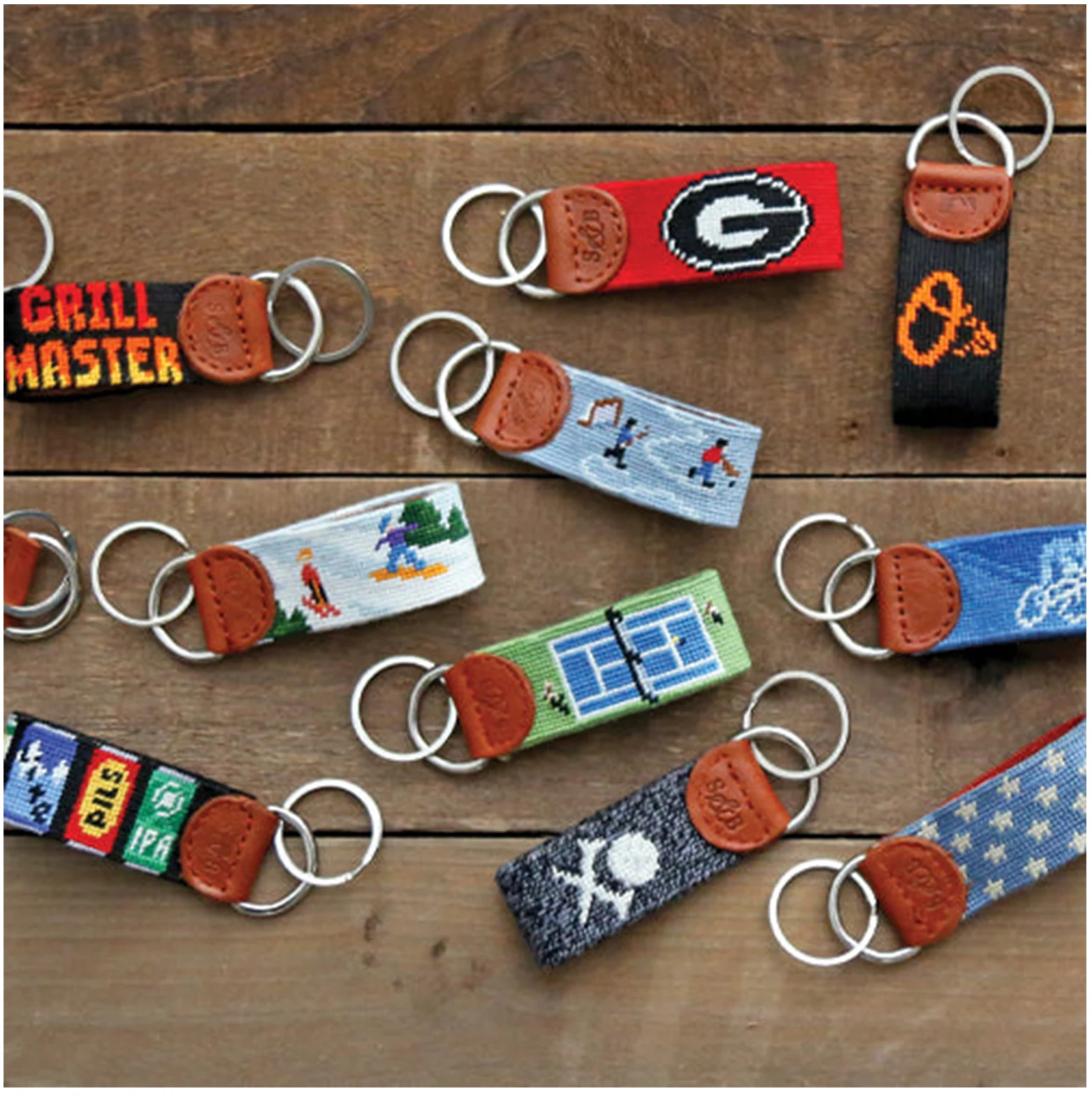 YSK014 Custom Mallard Classic Navy   Key Fob handmade Keychain for needlepoint man