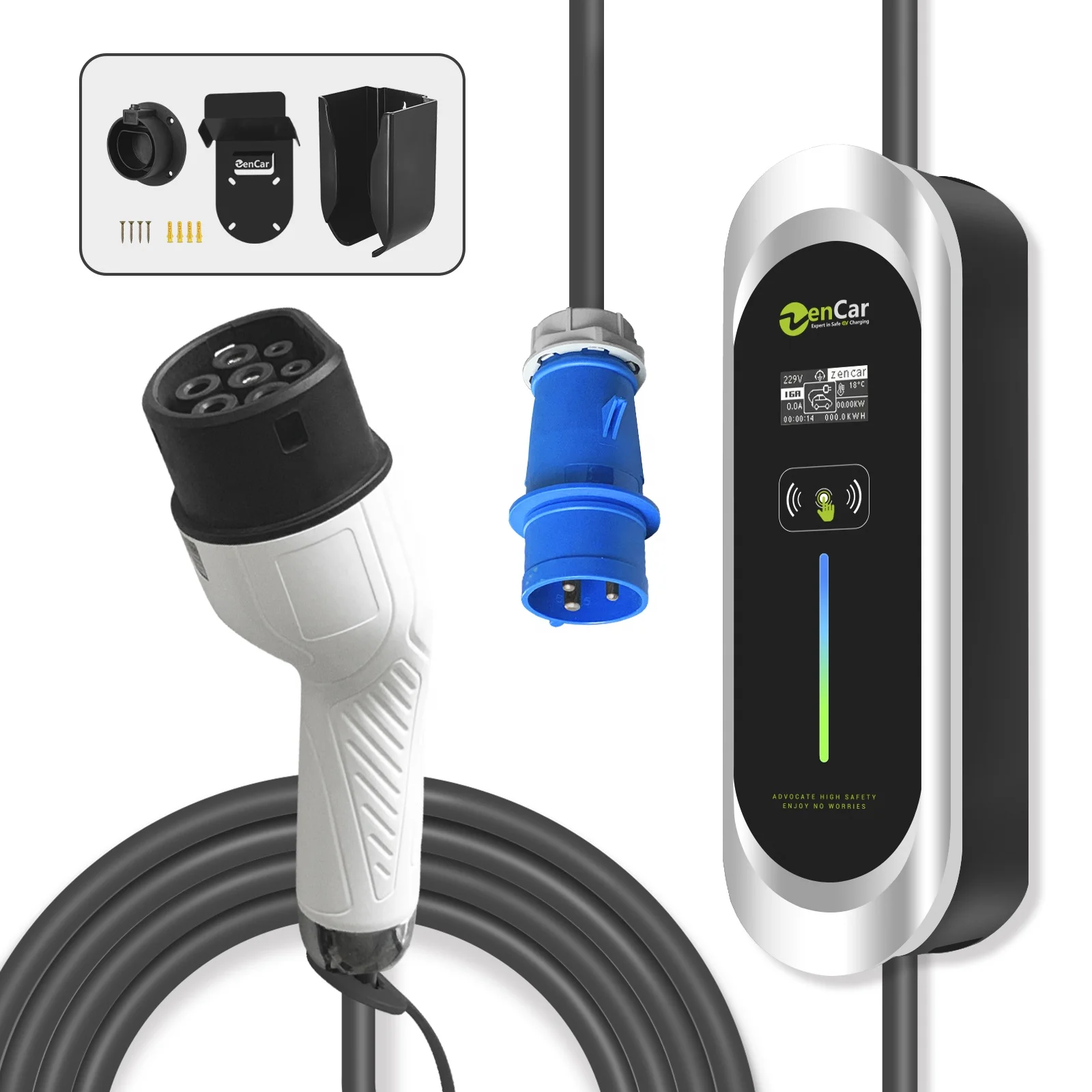 Zencar Ev charger GEN5 32A 7.4kW evse charger IEC62196-2 Type 2 plug with CEE 3 pins