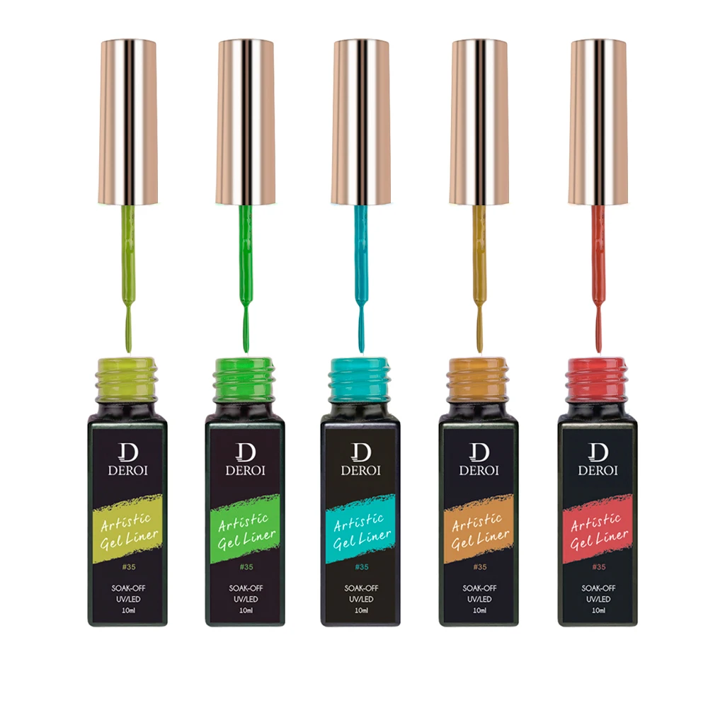 Deroi 36 colors painting liners gel UV nail gel paint Private Label kit Liner gel polish nails art