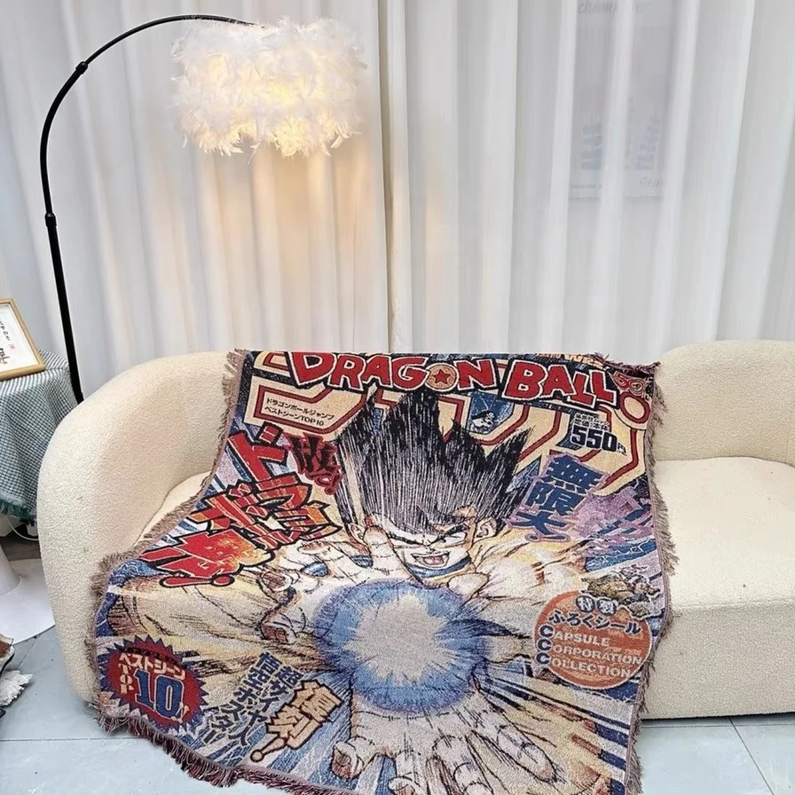 Factory custom cartoon anime tapestry jacquard cotton polyester tapestry knitted woven blanket thread throw