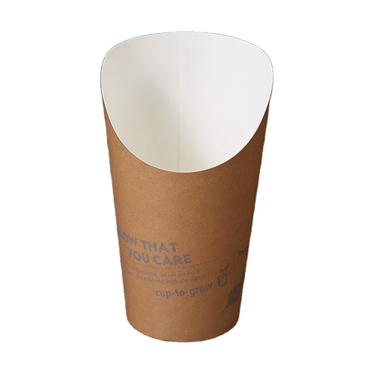Disposable Take Out french fry cups holder kraft paper french fries cup for Snakes