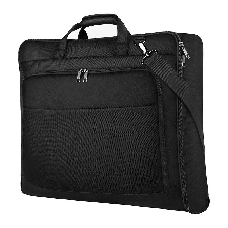 FZD-02 branded elegant black nylon garment bag men travel suit carrier bag with shoulder trolley strap