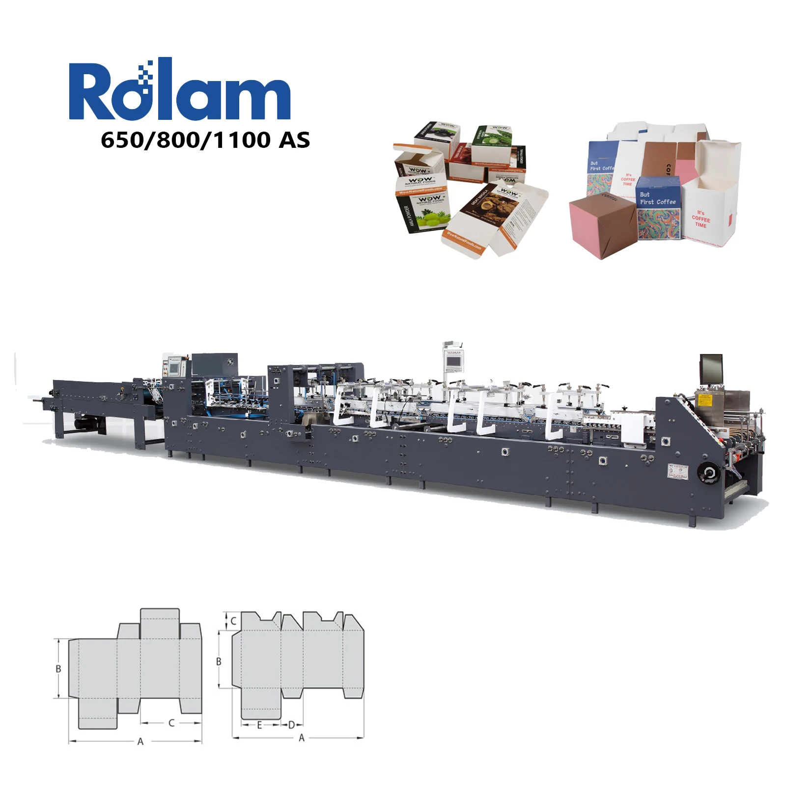 CE ISO 14001 Certified Envelope E flute Corrugated Cup Sleeve New Luolan Carton Box Folding Gluing Automatic Folder Gluer