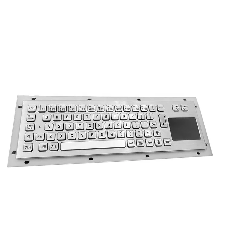 waterproof 65 keys industrial stainless steel metal mounted mechanical keyboard with trackball or touchpad or backlight