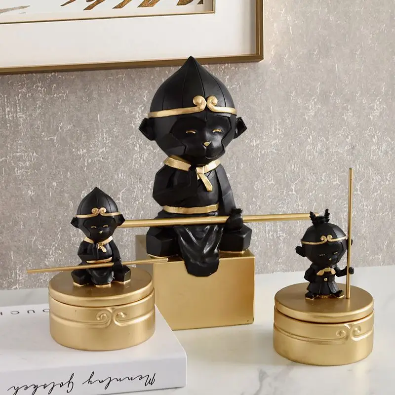  Housewarming Congratulatory Gift Statue China Resin Home Decor Monkey King Tea Table Decoration Ceramic