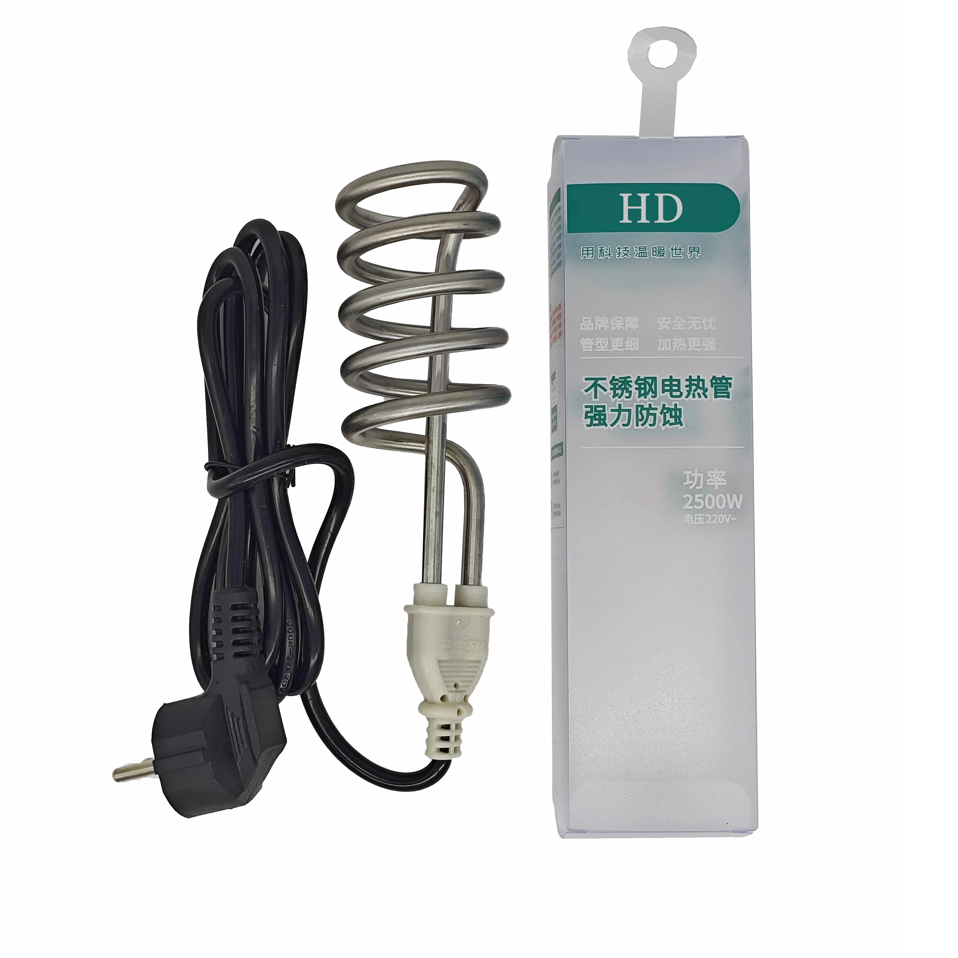 Spiral immersion electric heater 2500W safety hot water heating tube
