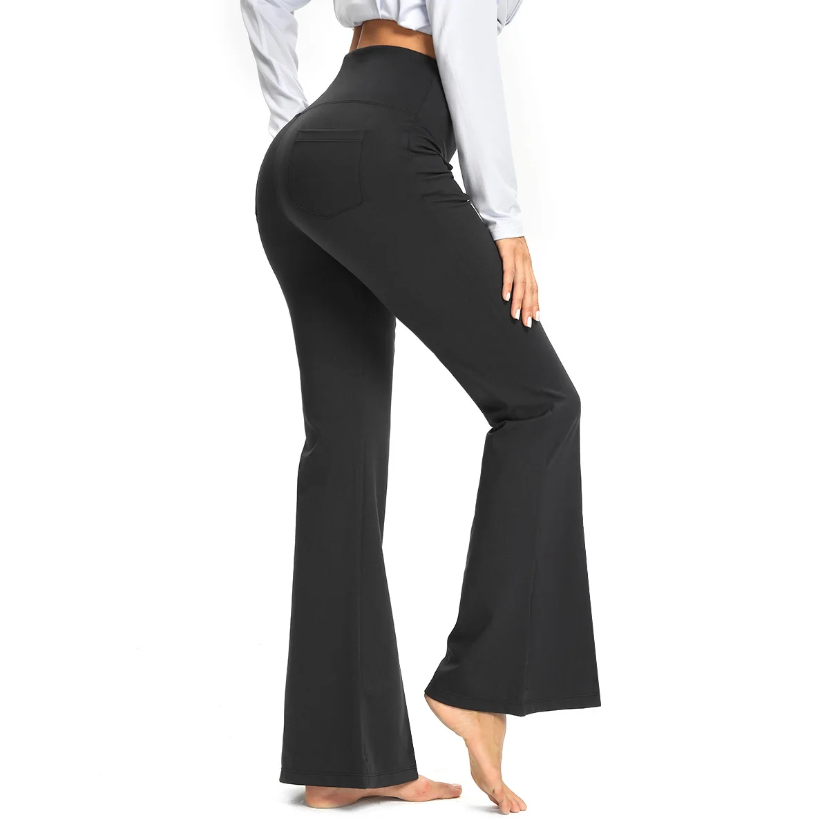 Bootcut Workout Yoga Pants Office Work Pants for women with pockets Tummy Control High Waisted Flare Slack Pants for Women